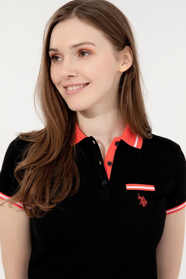 Kadın Siyah Polo Yaka Tişört - 50248051084