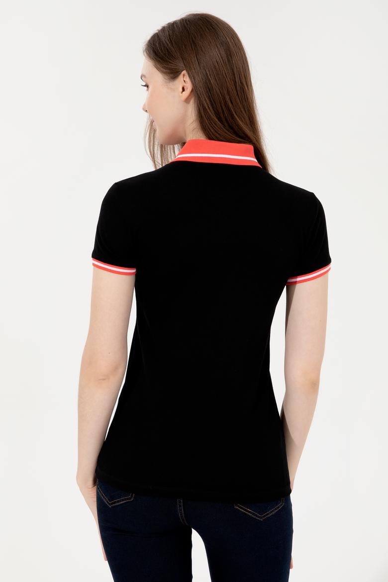 Kadın Siyah Polo Yaka Tişört - 50248051084