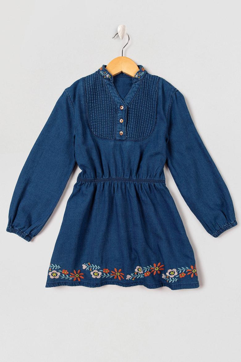Kız Çocuk Mavi Jean Elbise
