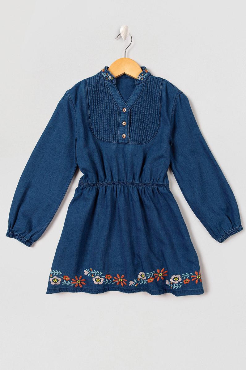 Kız Çocuk Mavi Jean Elbise