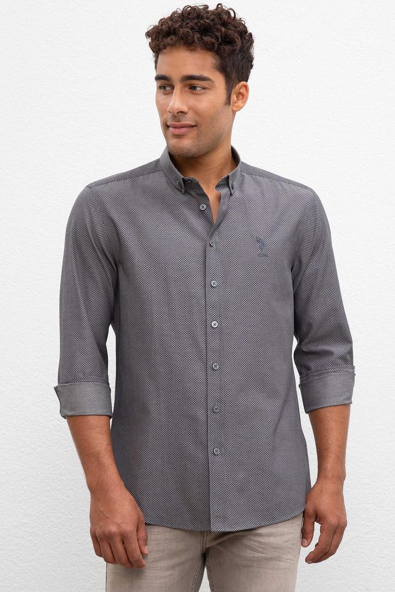 Erkek Gri Gömlek Uzunkol - 50219852012