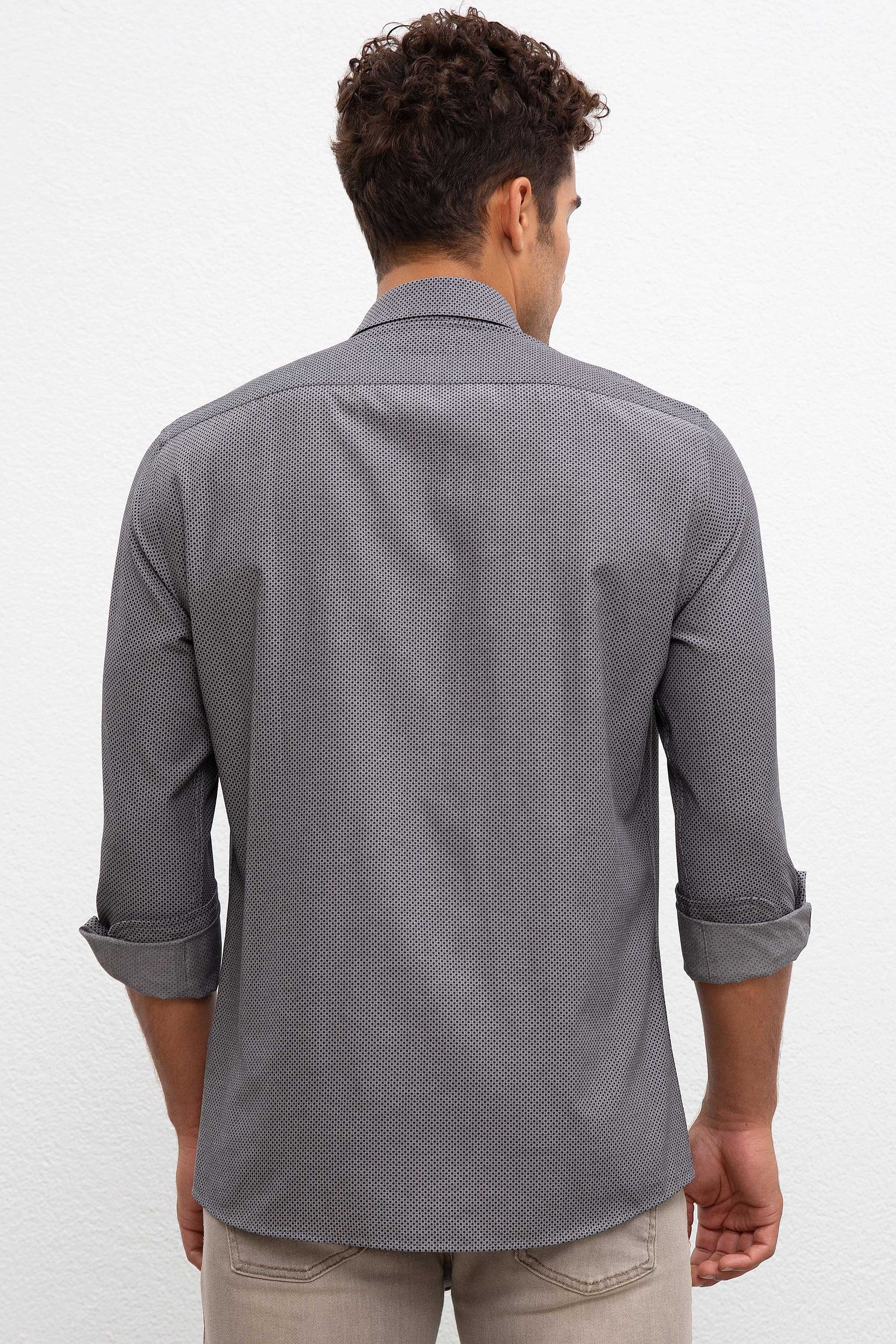 Erkek Gri Gömlek Uzunkol - Image 3