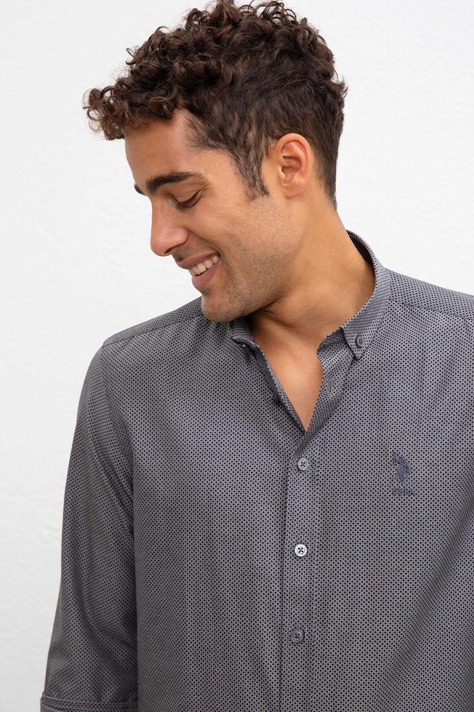 Erkek Gri Gömlek Uzunkol
