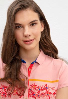 Kadın Pembe Polo Yaka T-Shirt - 50216112004