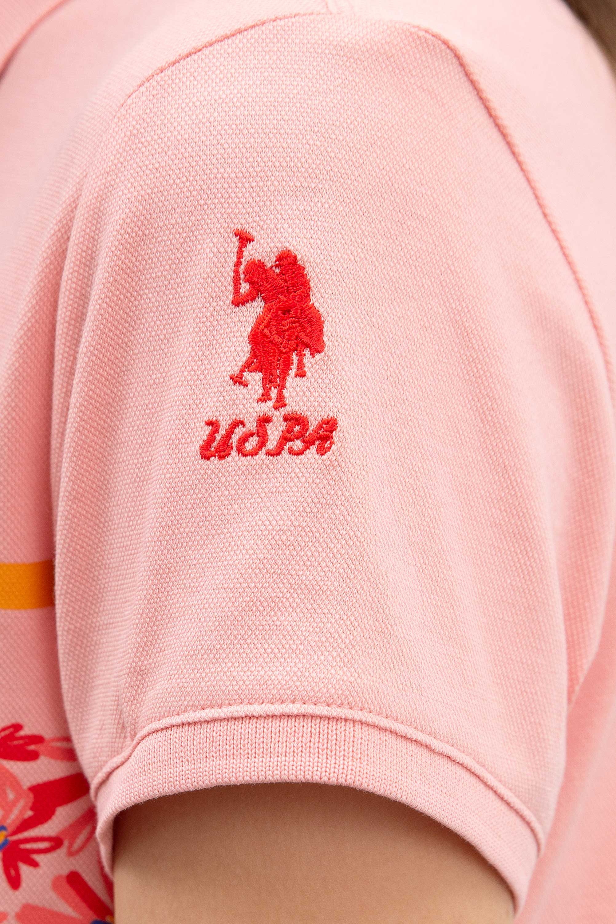 Kadın Pembe Polo Yaka T-Shirt - Image 5