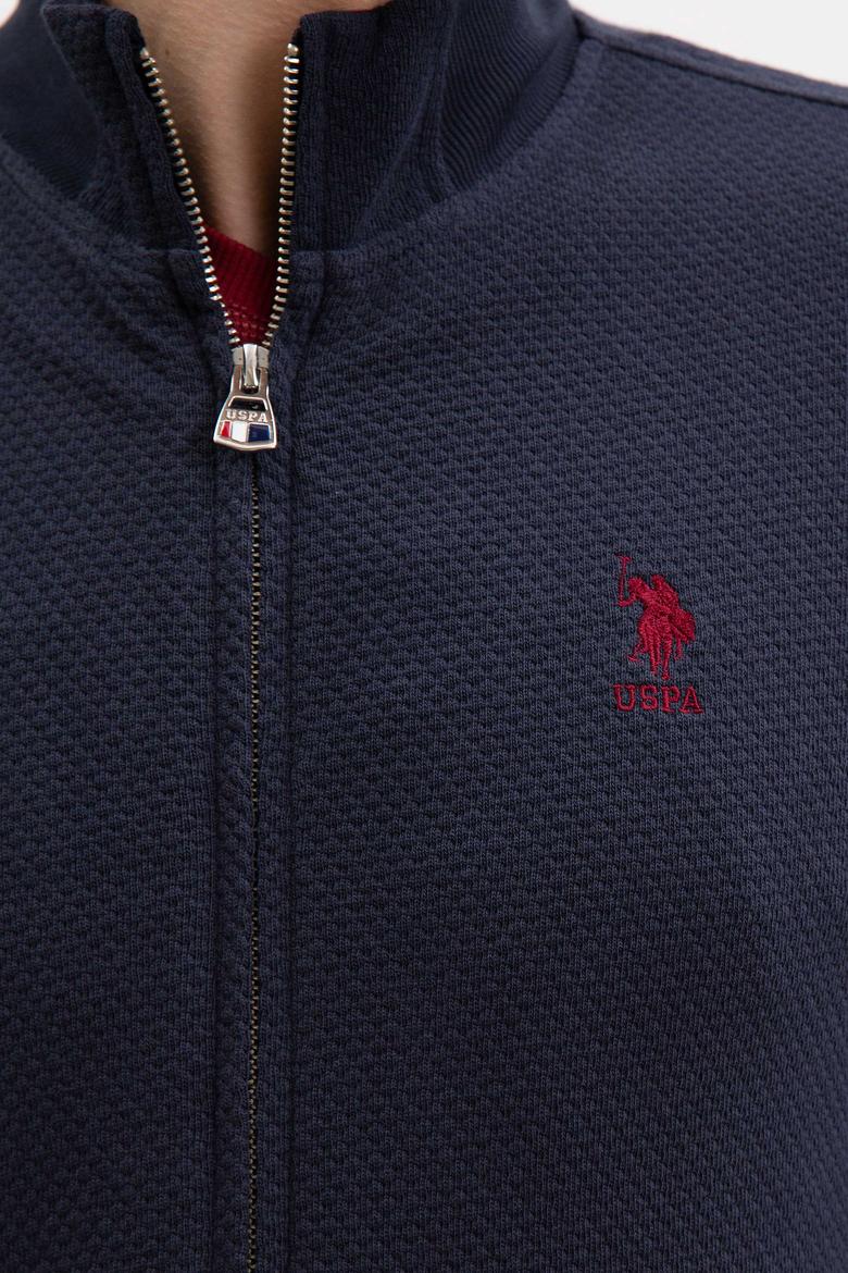 Erkek Lacivert Dik Yaka Fermuarlı Sweatshirt - 50216611001