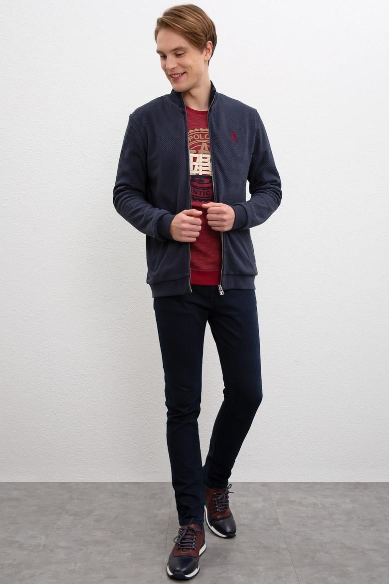 Erkek Lacivert Dik Yaka Fermuarlı Sweatshirt - 50216611001