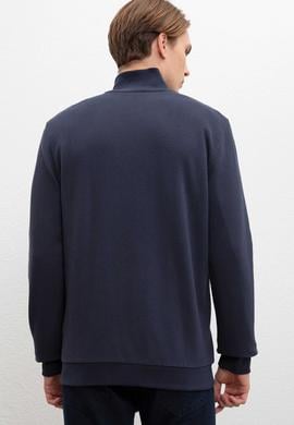 Erkek Lacivert Dik Yaka Fermuarlı Sweatshirt - 50216611001