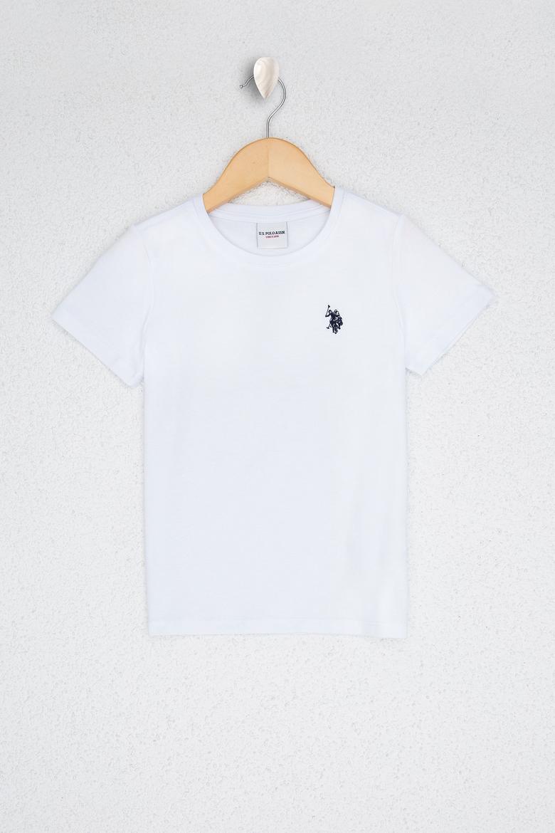 Çocuk Beyaz Bisiklet Yaka Tişört