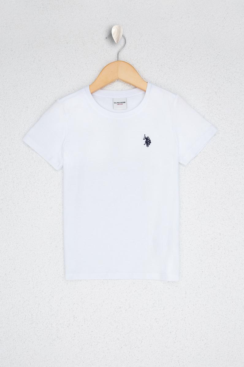 Çocuk Beyaz Bisiklet Yaka Tişört