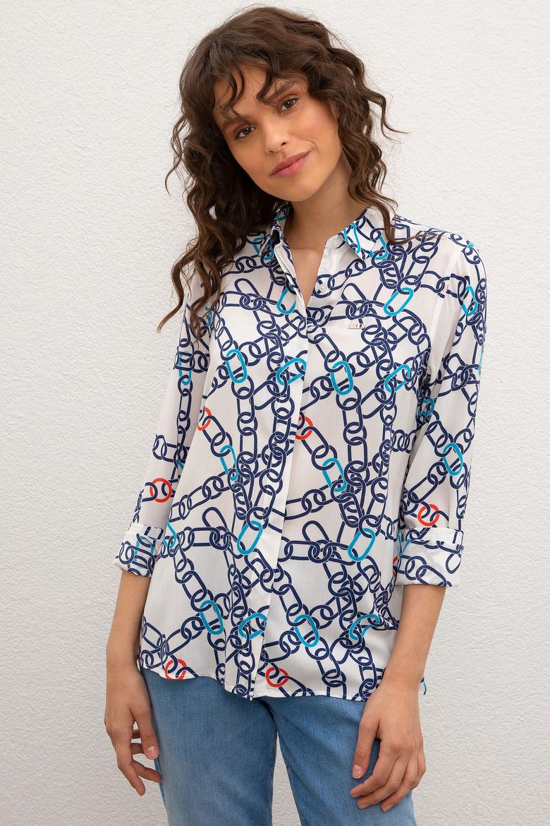 Kadın Beyaz Gömlek Uzunkol