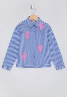 Kız Çocuk Mavi Uzun Kollu Gömlek - 50218951026