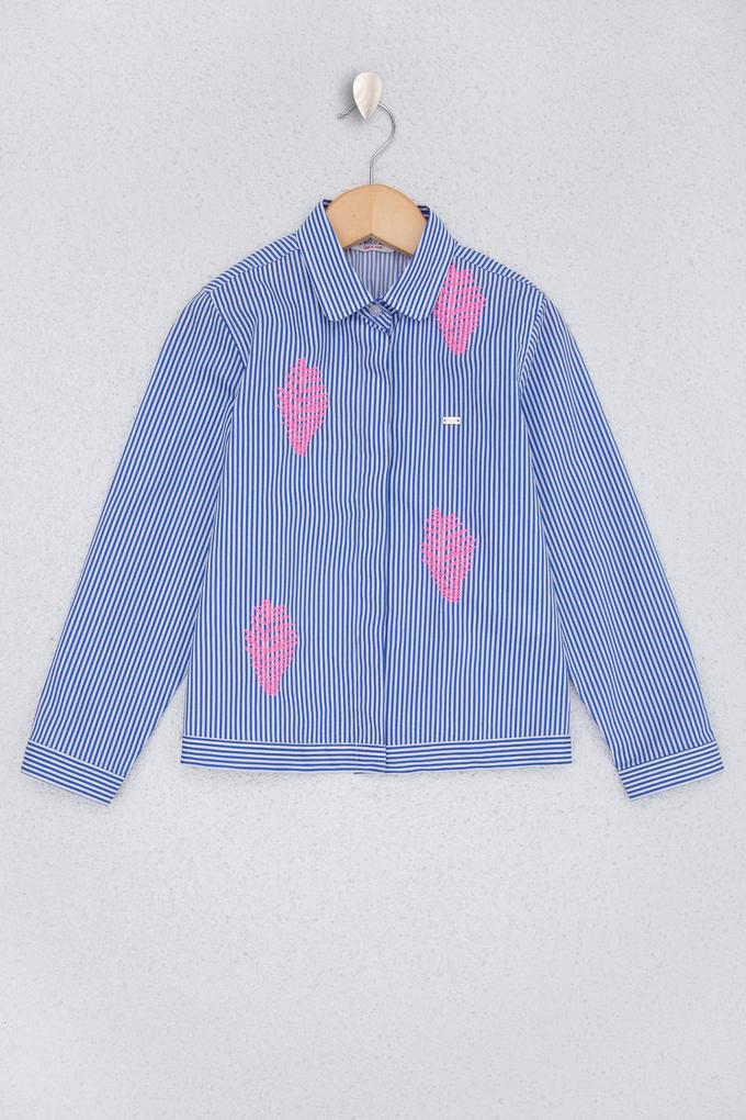 Kız Çocuk Mavi Uzun Kollu Gömlek