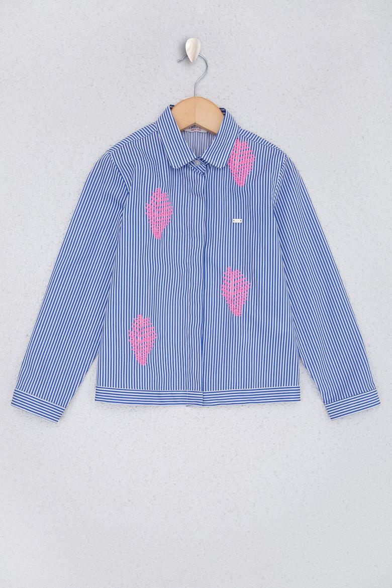 Kız Çocuk Mavi Uzun Kollu Gömlek