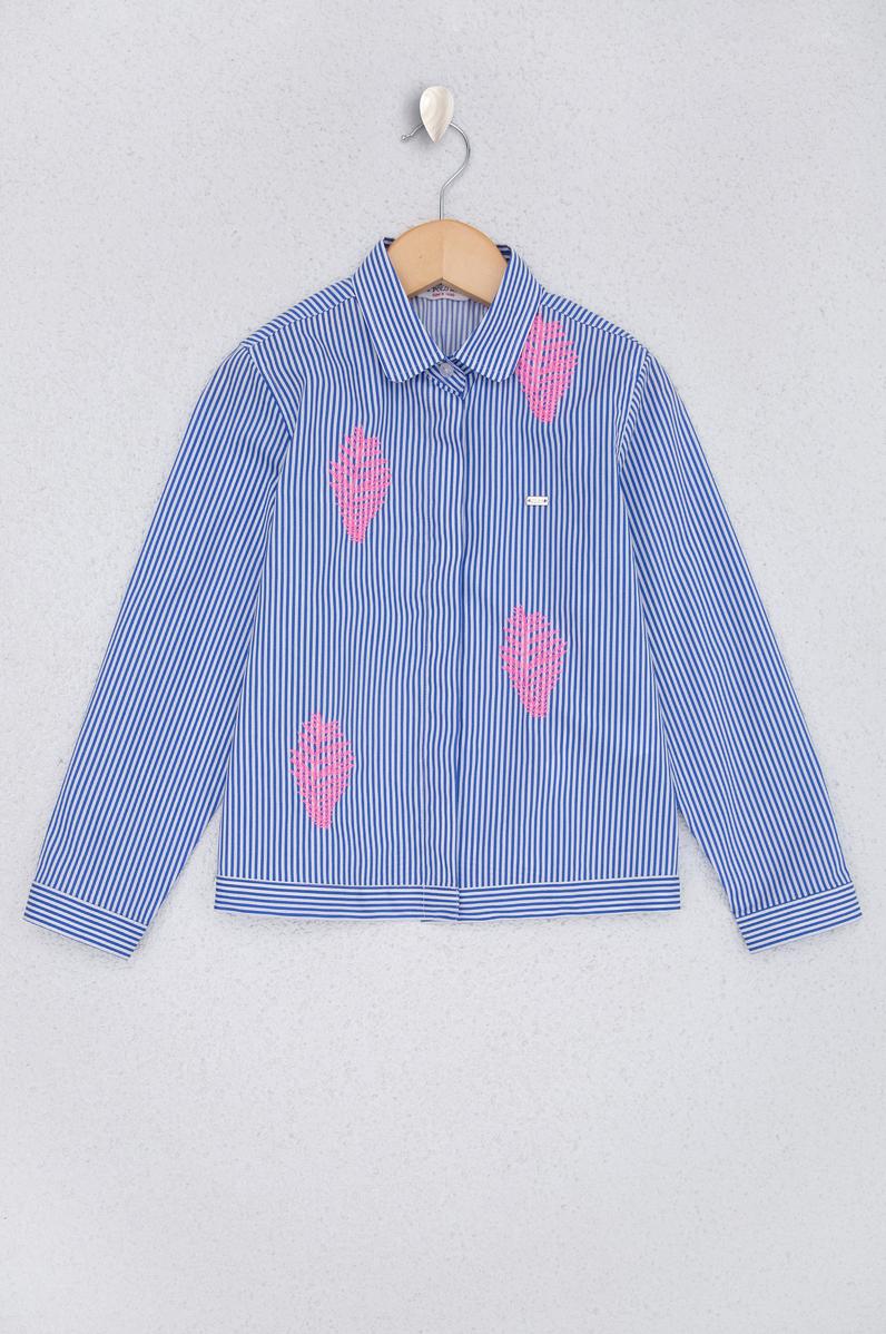 Kız Çocuk Mavi Uzun Kollu Gömlek