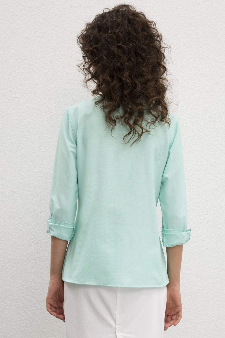 Kadın Mint Uzun Kollu Basic Gömlek - 50219521034