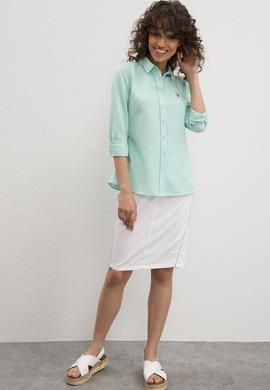 Kadın Mint Uzun Kollu Basic Gömlek - 50219521034