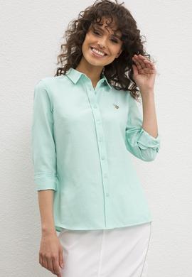 Kadın Mint Uzun Kollu Basic Gömlek - 50219521034