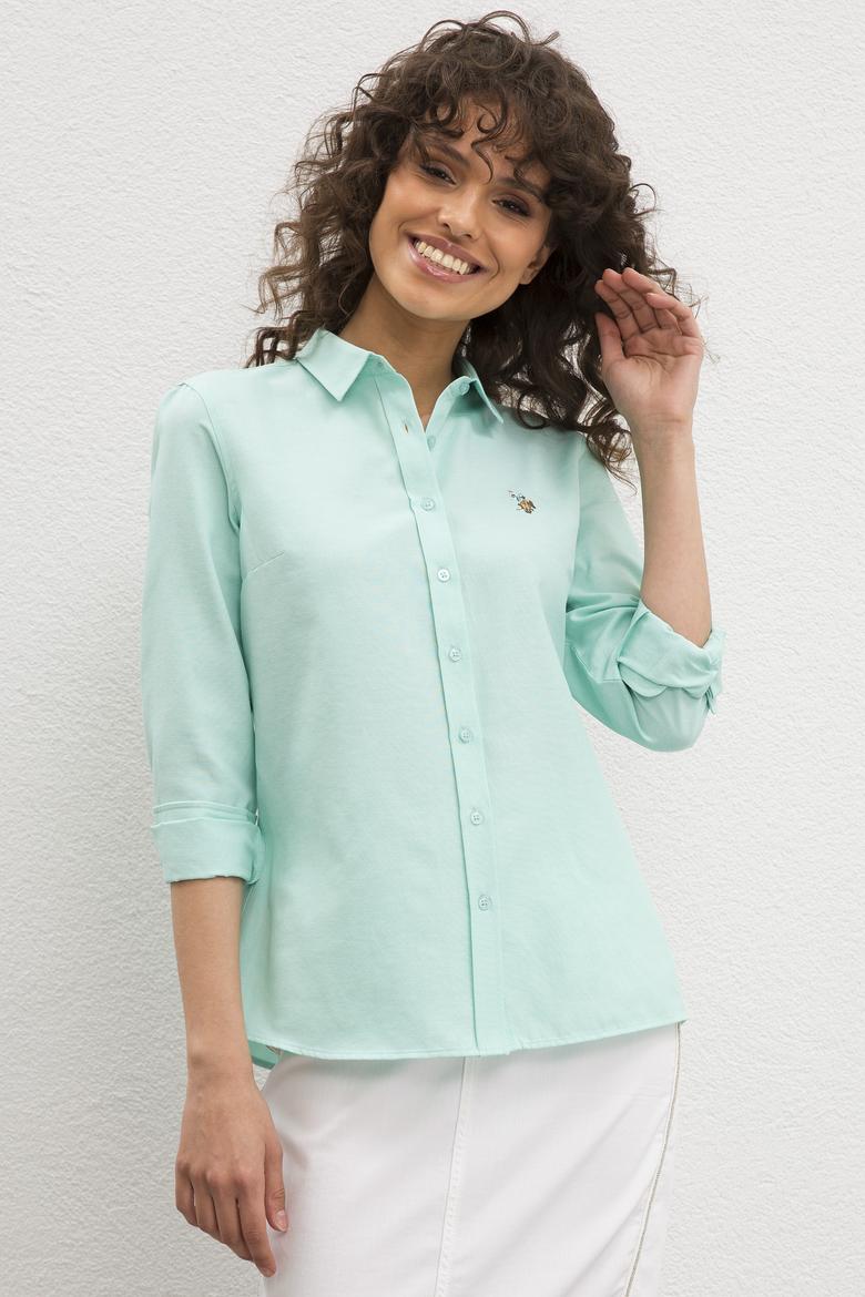 Kadın Mint Uzun Kollu Basic Gömlek - 50219521034