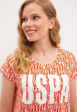 Kadın Kırmızı Bisiklet Yaka T-Shirt - 50219867019