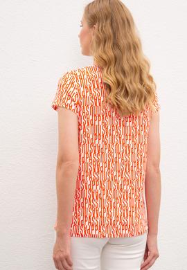 Kadın Kırmızı Bisiklet Yaka T-Shirt - 50219867019