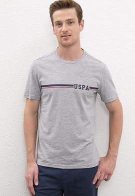 Erkek Gri Melanj Bisiklet Yaka T-Shirt - 50217772013