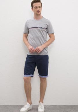 Erkek Gri Melanj Bisiklet Yaka T-Shirt - 50217772013