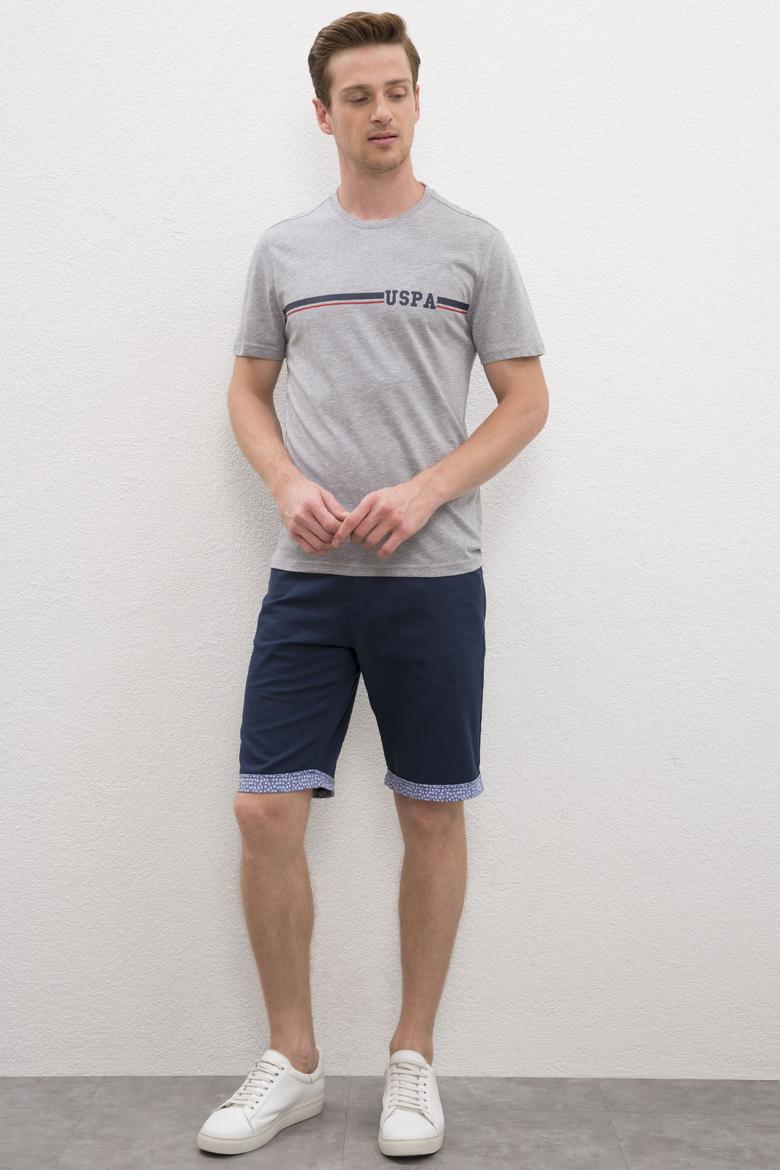 Erkek Gri Melanj Bisiklet Yaka T-Shirt - 50217772013