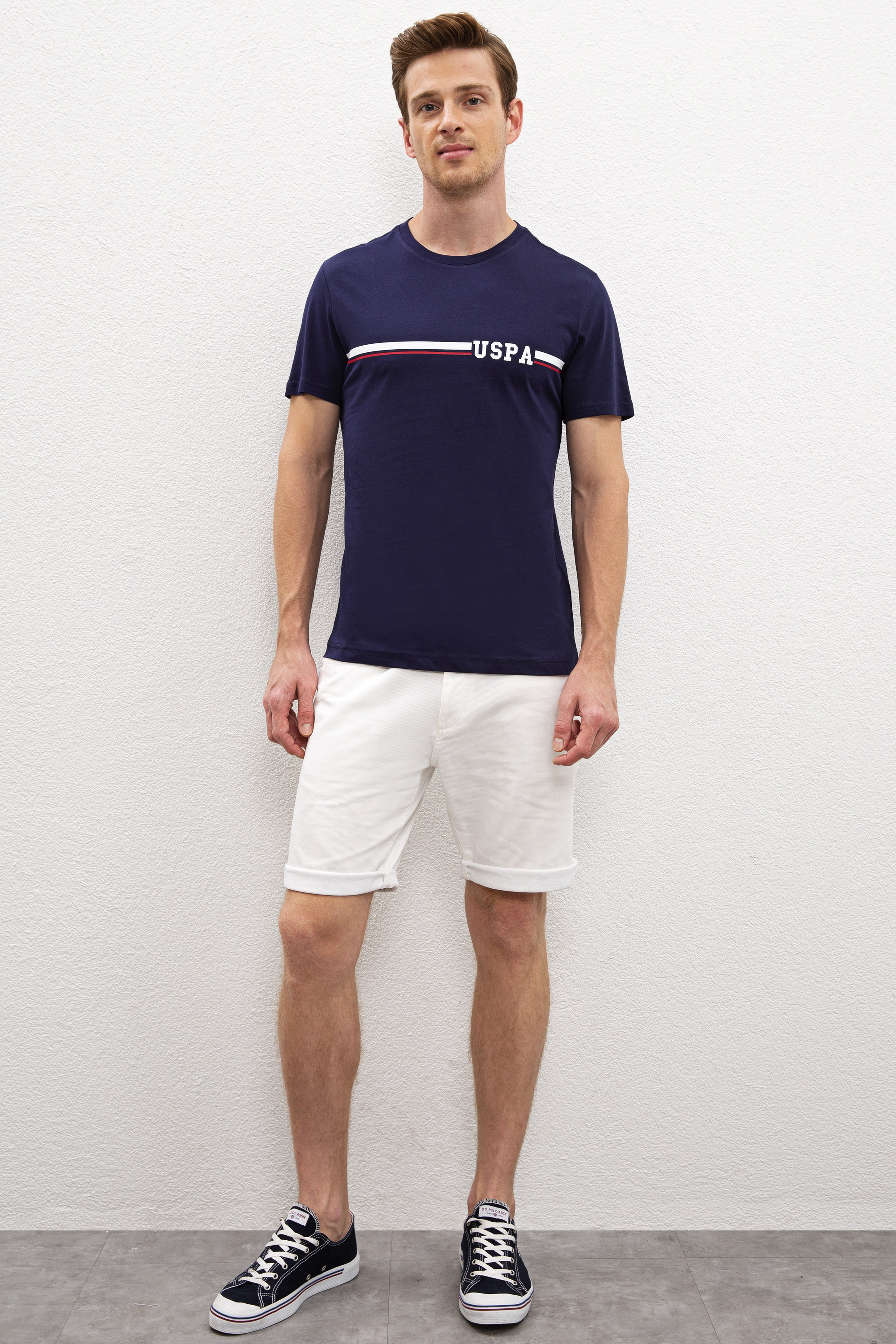 Erkek Lacivert Bisiklet Yaka T-Shirt - Image 4