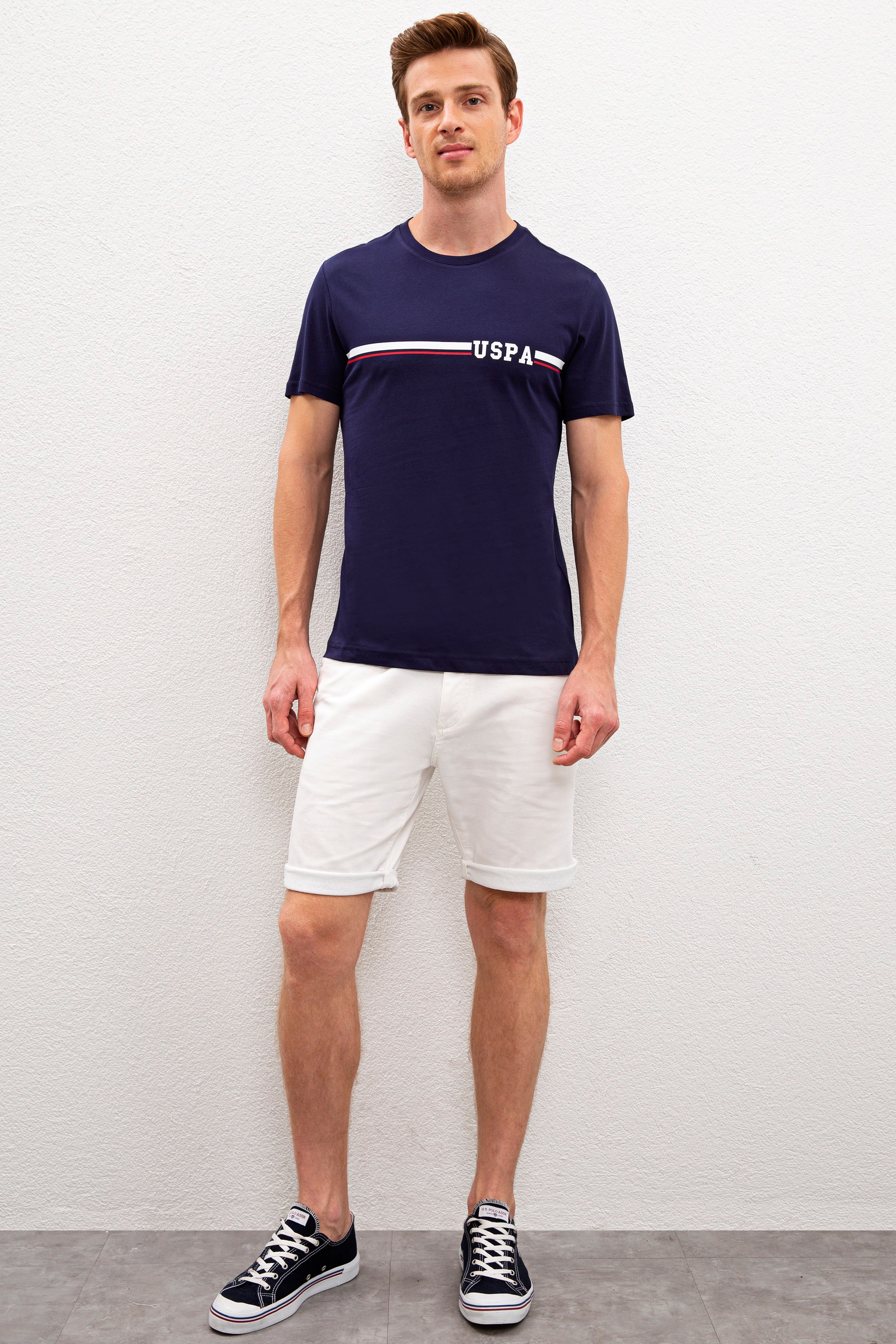 Erkek Lacivert Bisiklet Yaka T-Shirt