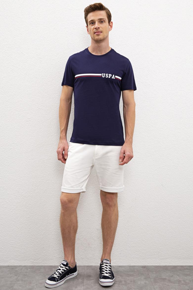 Erkek Lacivert Bisiklet Yaka T-Shirt - 50217772023