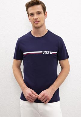 Erkek Lacivert Bisiklet Yaka T-Shirt - 50217772023