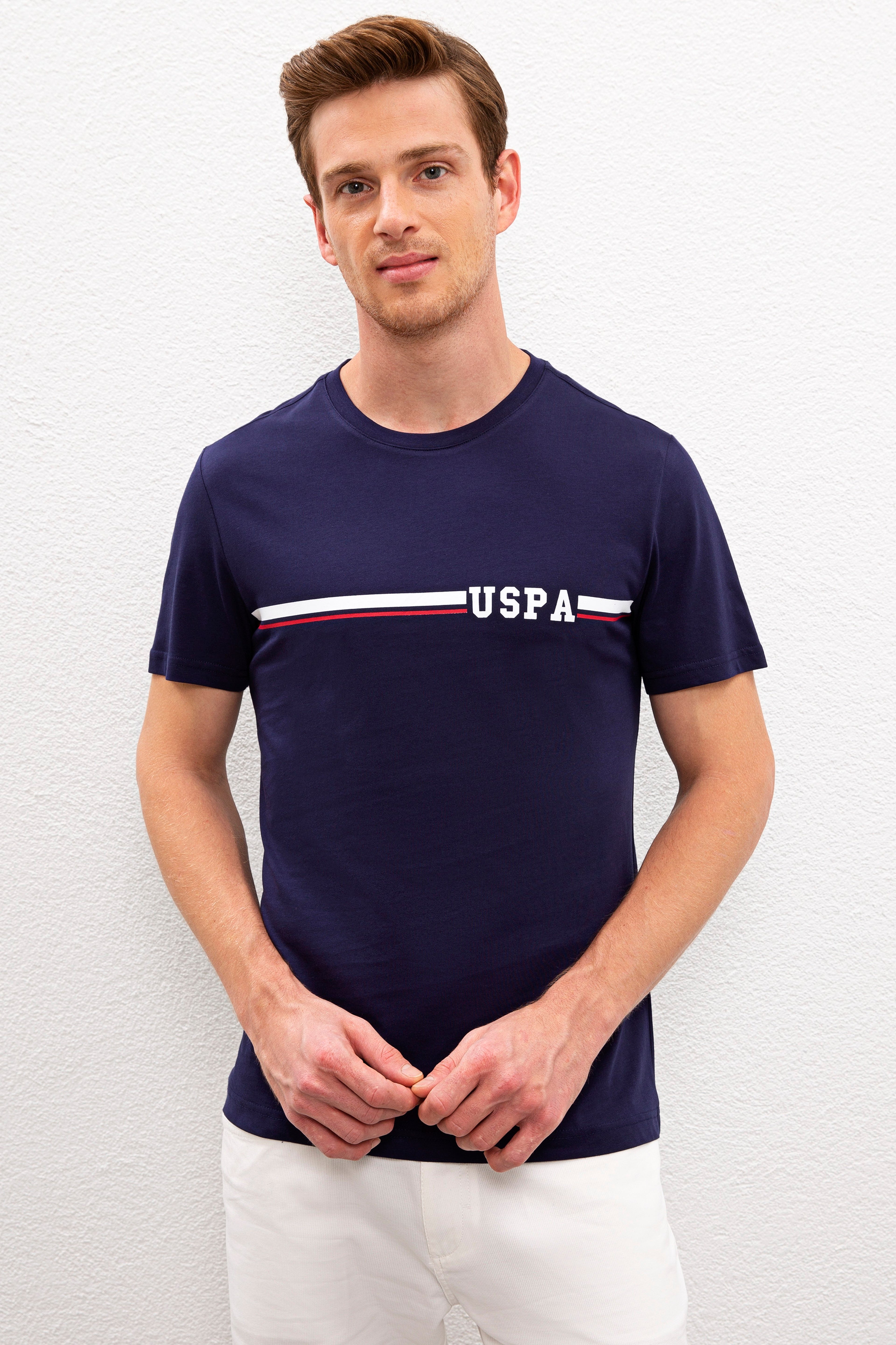Erkek Lacivert Bisiklet Yaka T-Shirt - Image 1