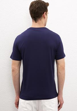 Erkek Lacivert Bisiklet Yaka T-Shirt - 50217772023