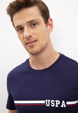 Erkek Lacivert Bisiklet Yaka T-Shirt - 50217772023