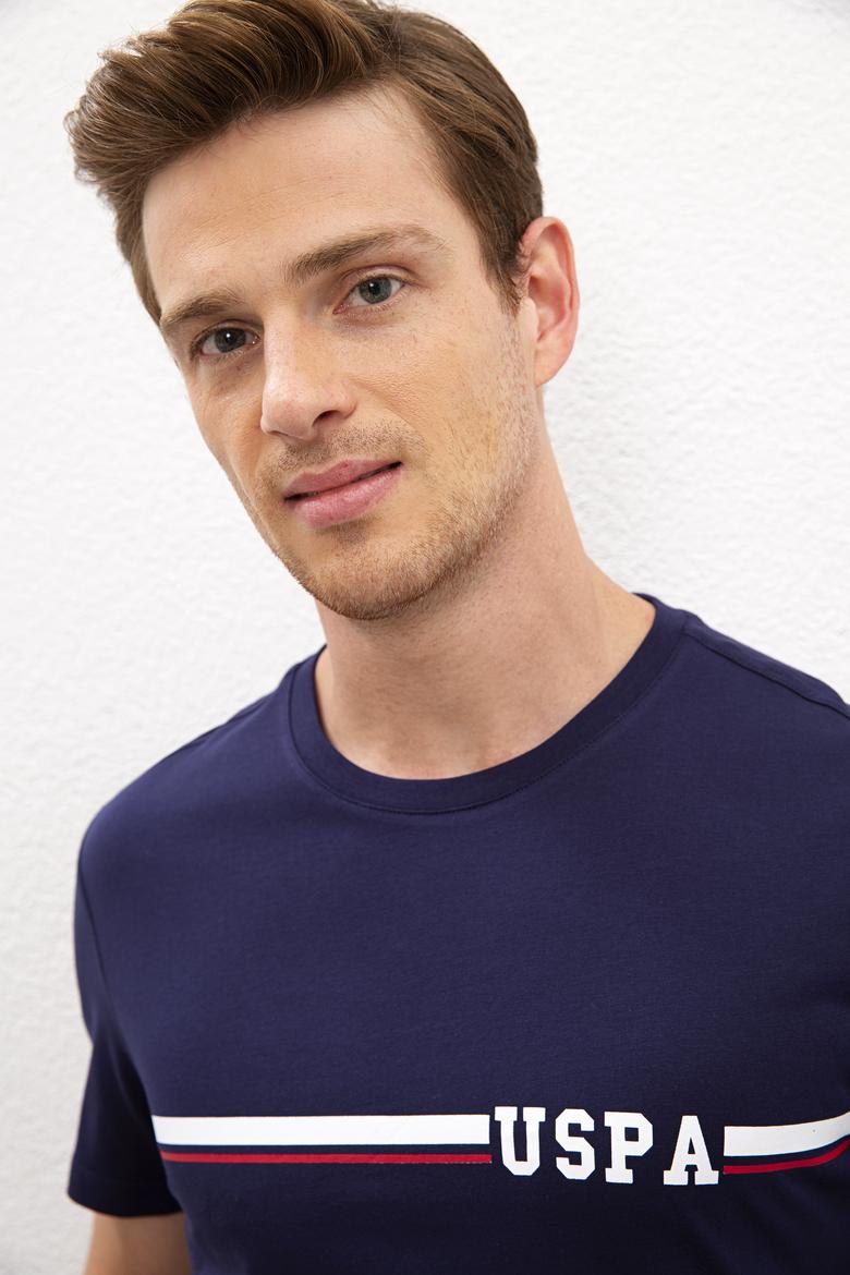 Erkek Lacivert Bisiklet Yaka T-Shirt - 50217772023