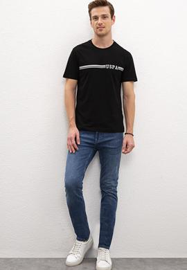 Erkek Siyah Bisiklet Yaka T-Shirt - 50217772032