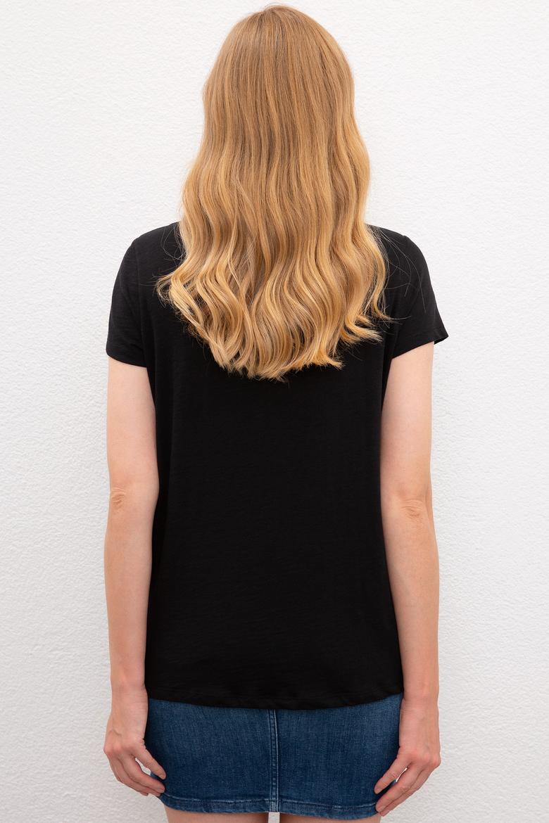 Kadın Siyah Tişört - 50225789030