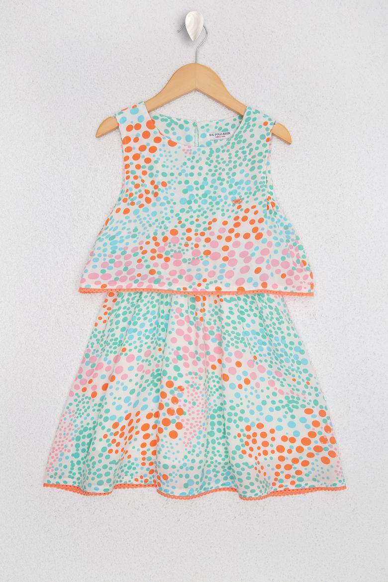 Kız Çocuk Ekru Dokuma Elbise