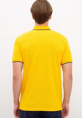Erkek Koyu Sarı Polo Yaka Basic T-Shirt - 50222592054