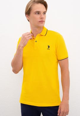 Erkek Koyu Sarı Polo Yaka Basic T-Shirt - 50222592054