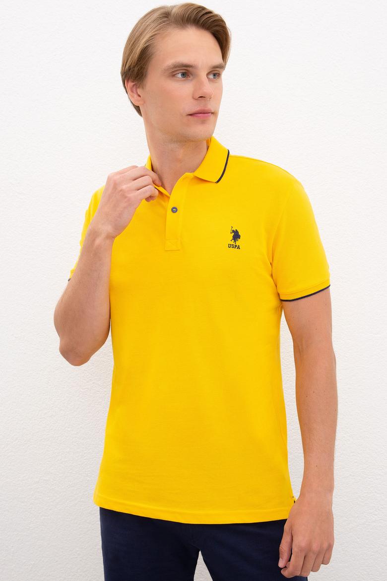 Erkek Koyu Sarı Polo Yaka Basic T-Shirt