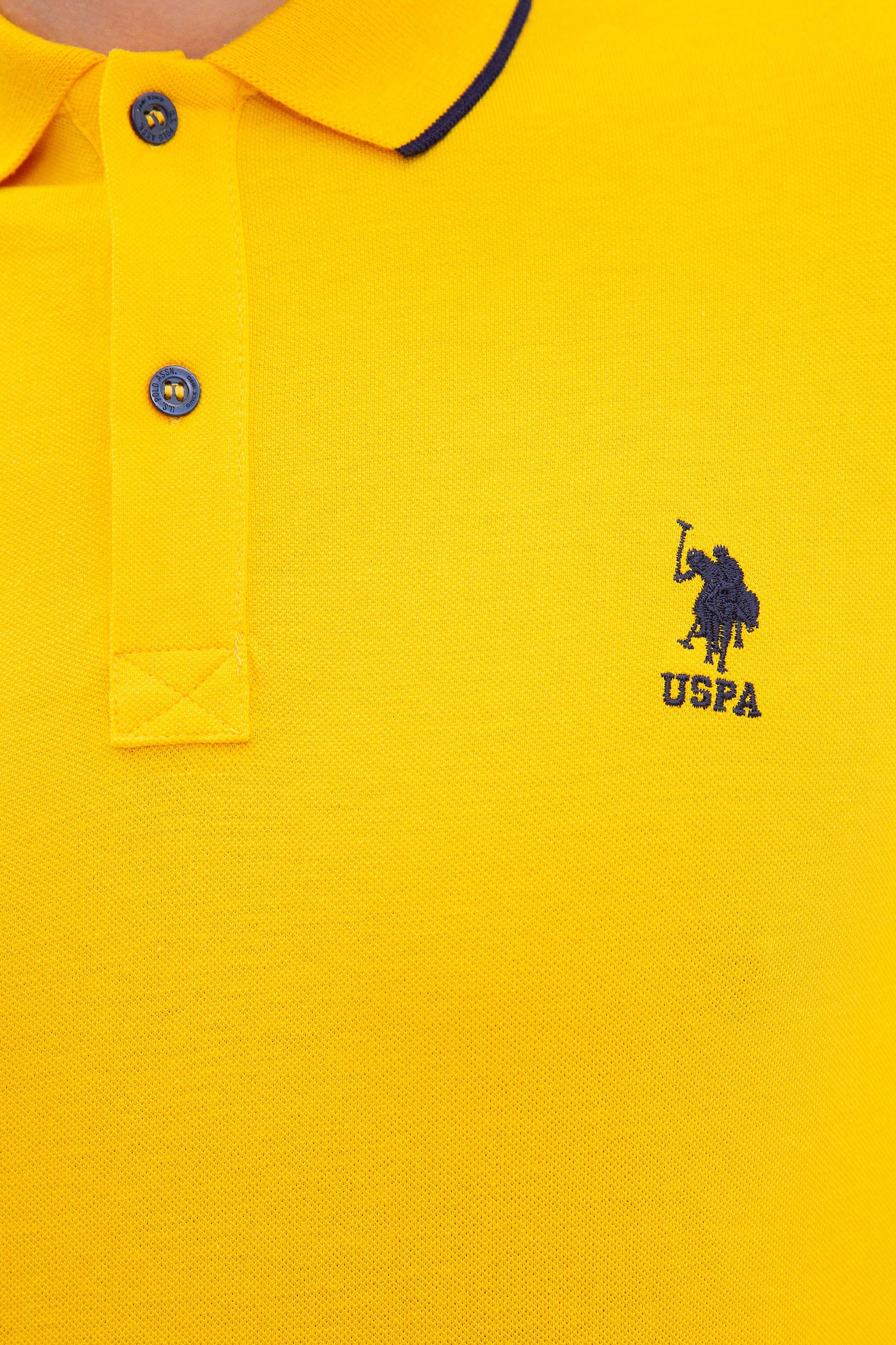 Erkek Koyu Sarı Polo Yaka Basic T-Shirt - Image 5