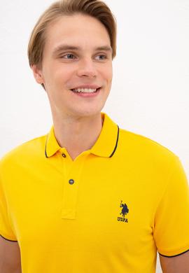 Erkek Koyu Sarı Polo Yaka Basic T-Shirt - 50222592054