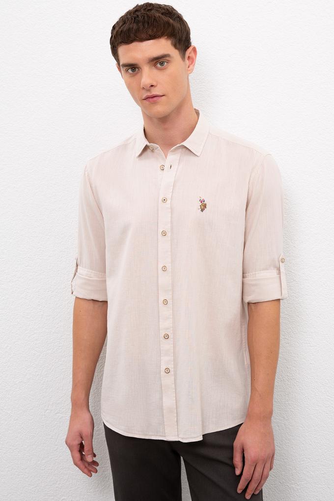 Erkek Taş Rengi Gömlek Uzunkol