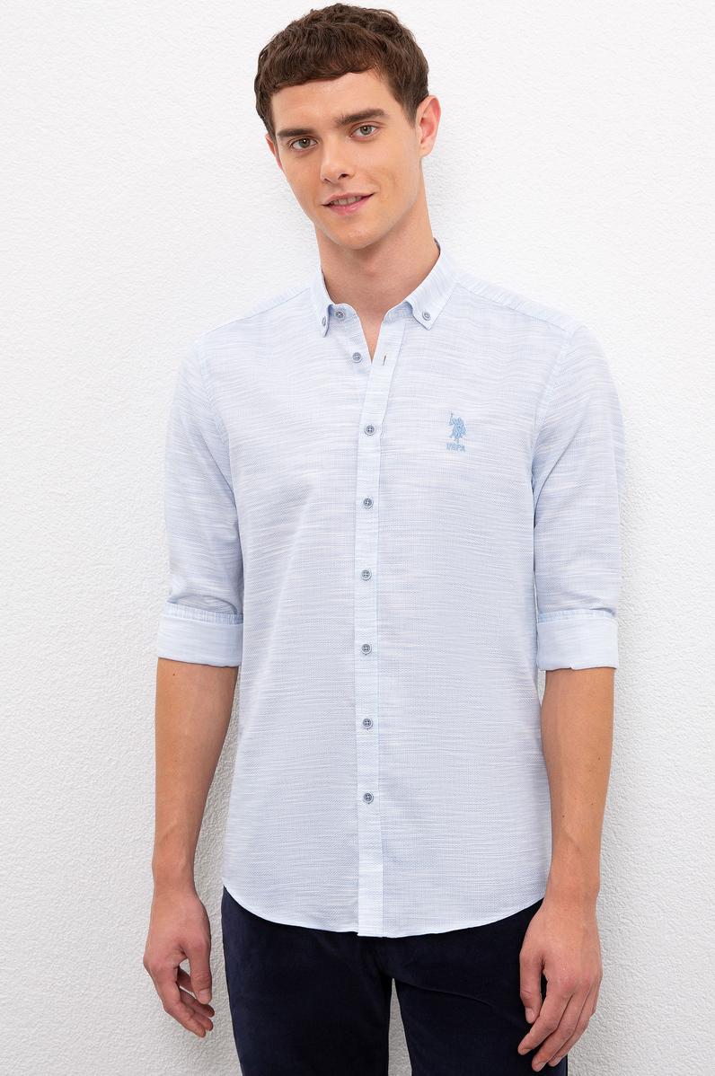 Erkek Mavi Uzun Kollu Gömlek