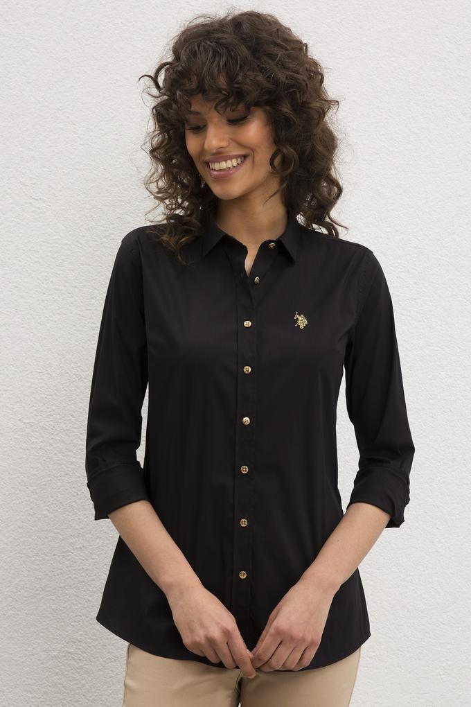 Kadın Siyah Uzun Kollu Basic Gömlek