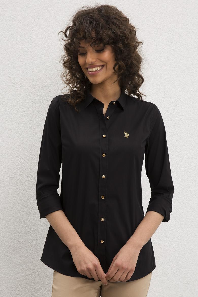 Kadın Siyah Uzun Kollu Basic Gömlek