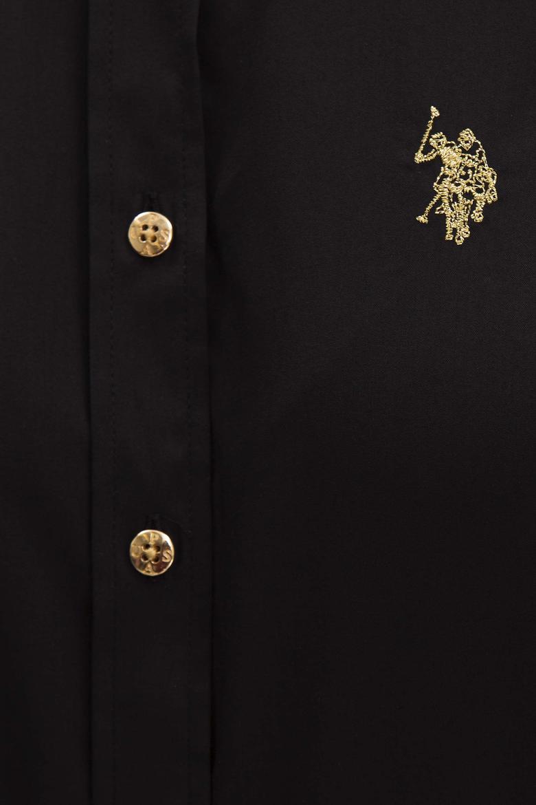 Kadın Siyah Uzun Kollu Basic Gömlek - 50219048047