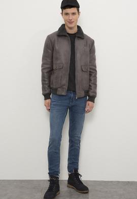 Erkek Gri Deri Mont Kaban - 50215669007